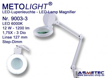 METOLIGHT LED-Lupenleuchte 9003-3, 1,75fach, 12 Watt, 1200 lm