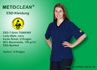 Metoclean ESD-T-Shirt TS96KWV-NB-XS, Kurzarm, navy, Größe XS